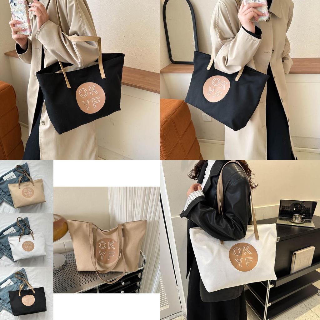 Trendy Canvas Tote Bag For Women Spacious Stylish Commuter Handbag With Dual Straps