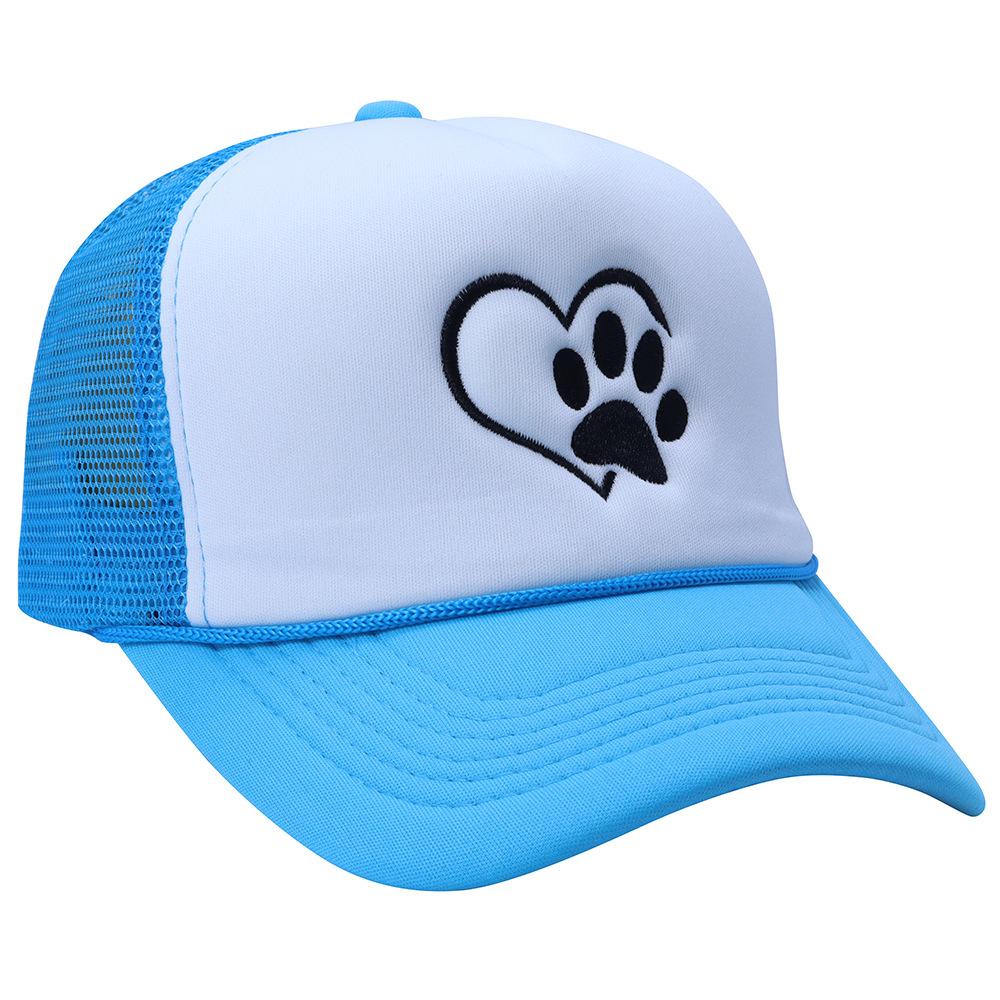 Fashion Love Dog Paw Embroidery Baseball Cap Men And Women Summer Breathable Mesh Sunshade Trucker Hat For Outdoor Travel