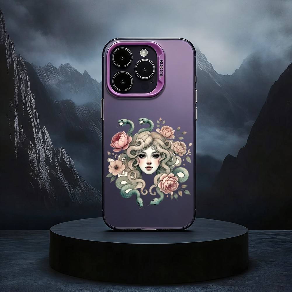Medusa Greek Mythology Phone Case For iPhone17,16,15,14,13,12,11 Plus,Pro Max Black Candy silver phone case