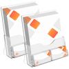 2 Peças Suporte de Folhetos Acrílico Suporte de Flyers Transparente Suporte de Exibição de Folhetos com Porta-Cartões de Visita para Revistas Periódicos Cadernos