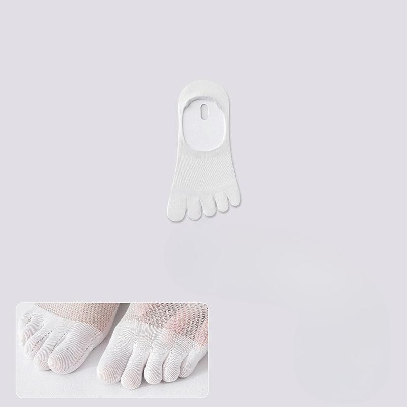 Men's Summer Thin Cool Sense Antibacterial Breathable Sweat Absorption Foot Odor Invisible Five Finger Boat Socks