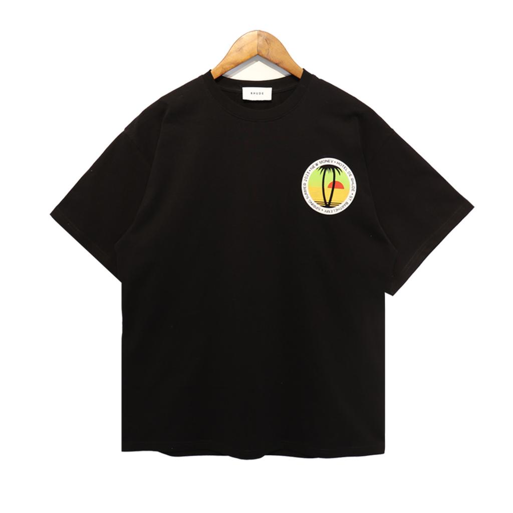 24SS New American Vintage High Street RHUDE Simple Letter Print Couple Street Loose Casual Versatile Pure Style