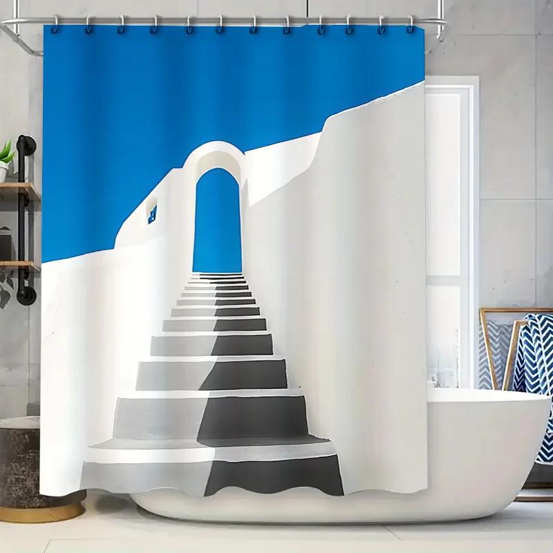 

Stylish Shower Curtain With Architectural Wonders Create A Serene Bath Experience Waterproof Polyester Durable Fabric Easy-Clean W60H190(CM)-1 Pcs