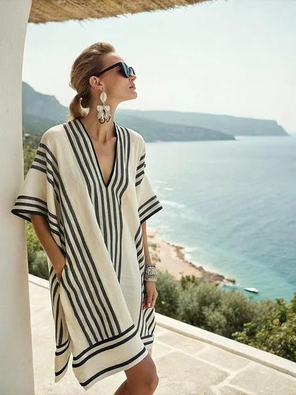 26Y2 Vacation Bikini Blouse Sunscreen Printed Beach Skirt European and American New Models