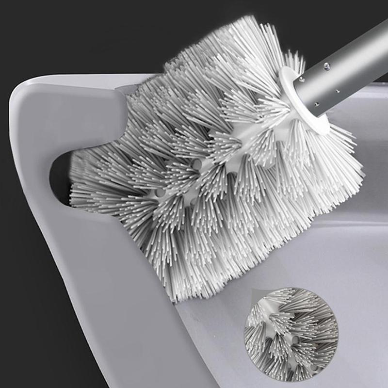 Ruimte-aluminium Toiletborstel Geen Dode Hoek Reiniging Toiletborstel Wandmontage Perforatievrij Toiletreinigingsapparatuur