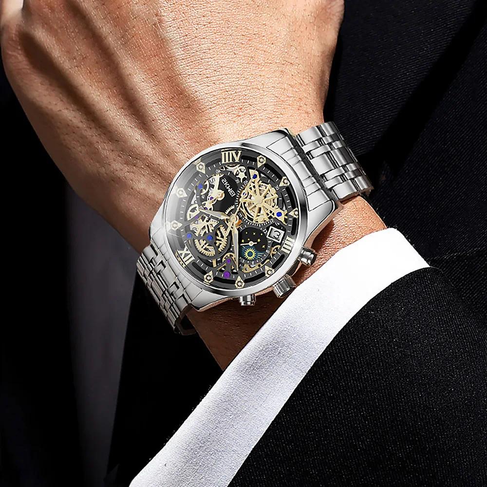 Skmei Luxury High Quality Man Watch Waterproof Luminous Chronograph Date Men Wristwatch Stainless Steel Quartz Men's Watches