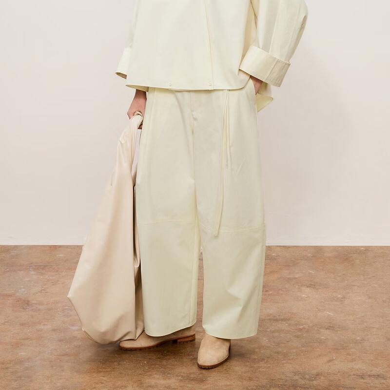 LESS 2024 Autumn Cotton Straight Casual Cropped Pants