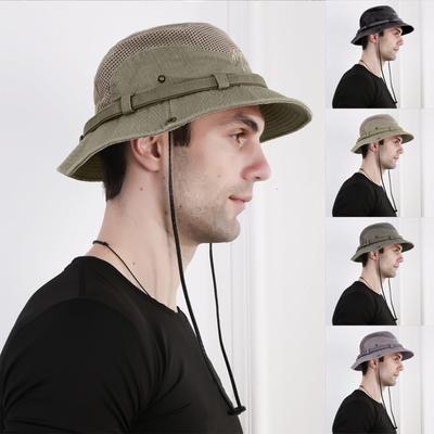 Men's Fishing Hat Bucket Hat Hiking Hat Outdoor Sunhat Cotton Mesh Hat