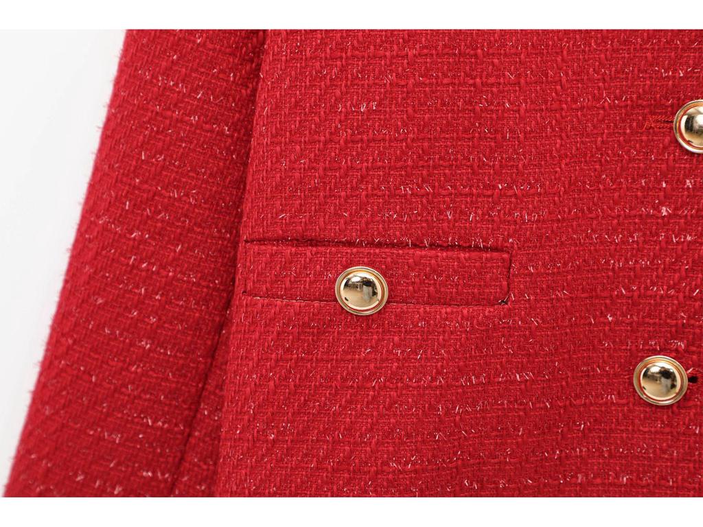 Dámská móda jaro 2025: Evropské a americké všestranné texturované sako ve francouzském stylu s knoflíkovou dekorací