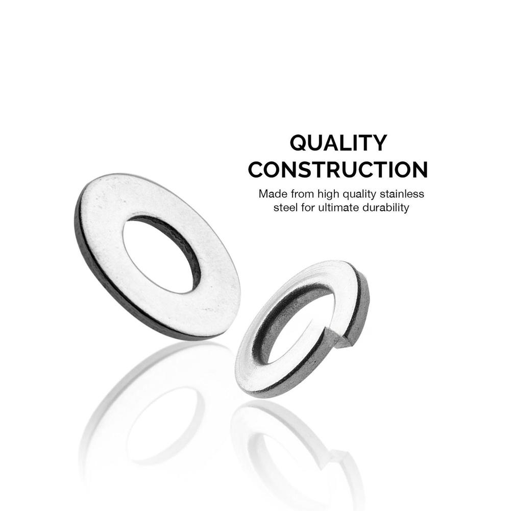 350Pcs Stainless Steel Flat Washers And Spring Lock Washers Assortment Kit Spring Lock Washers And Flat Washers Set Silver