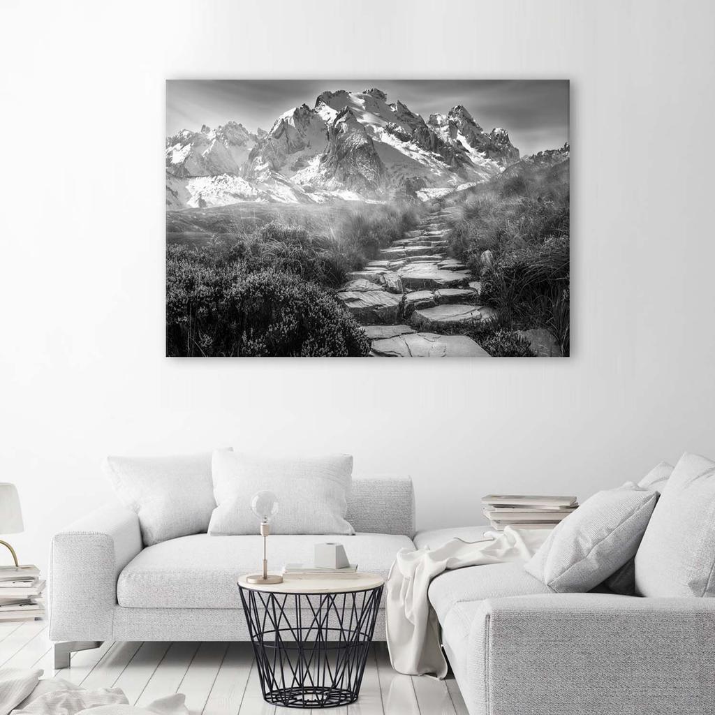 Canvas print, Stone road in the mountains - black and white