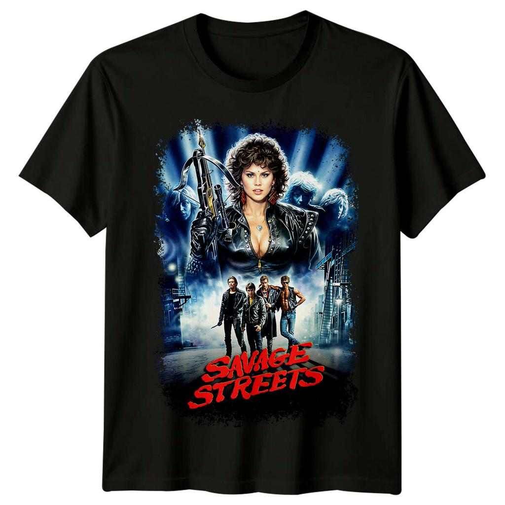 Savage Streets (1984) Movie Poster Inspired 100% Cotton T-shirt Mens Tees Top Retro 80s Tee Unisex