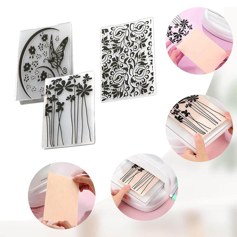 15 Styles Plastic Embossing Folder Template Molds Stamp Stencils DIY Handmade Art Craft Supplies Fondant Cake Decorating Mold