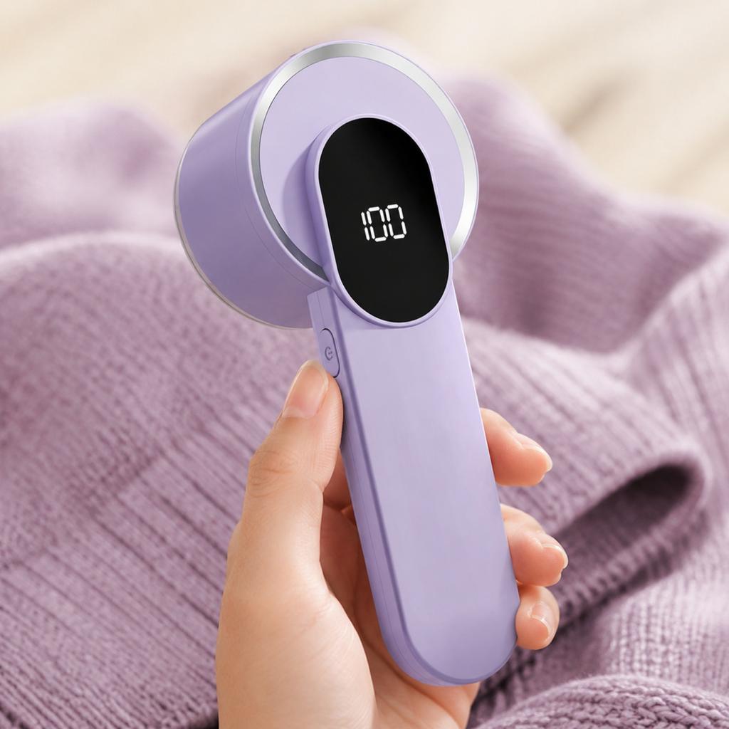 Electric Fabric Shaver Rechargeable Lint Remover with Digital Display Portable Clothes Pill Remover for Home Use
