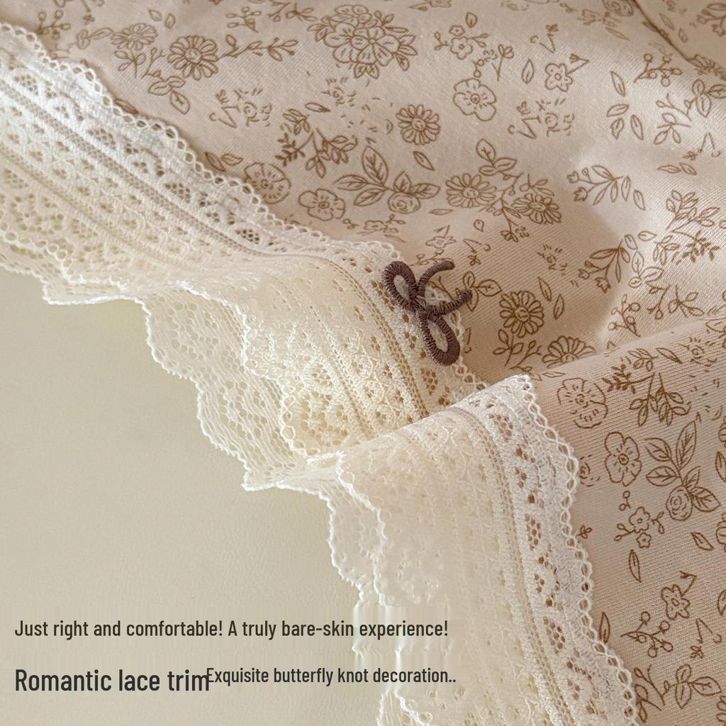 10A Antibacterial Floral Girl's Lace Trim Briefs - Mid-Waist & Comfortable