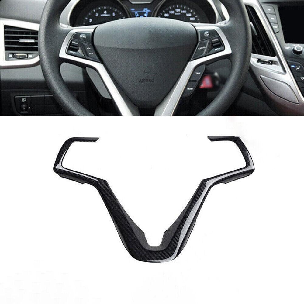 Steering Wheel Cover Decor Trim 1PCS For Hyundai Veloster 2011-2016 Carbon Fiber