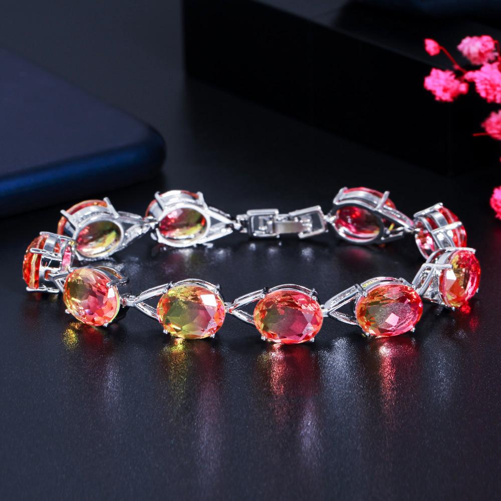 Популярный Изысканный Синтетический Турмалин Градиентный Камень Браслет Арбузный Турмалин Ювелирный Материал красный