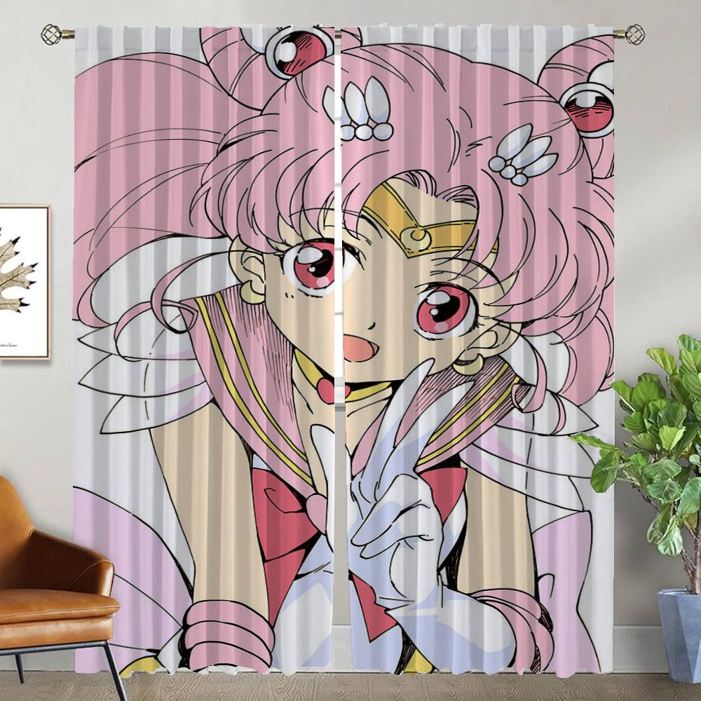 Chibiusa Home Interior Curtains for Living Room Curtain Partition Curtains 2 Pieces Tulle for Bedroom Shades Kitchen Blackout