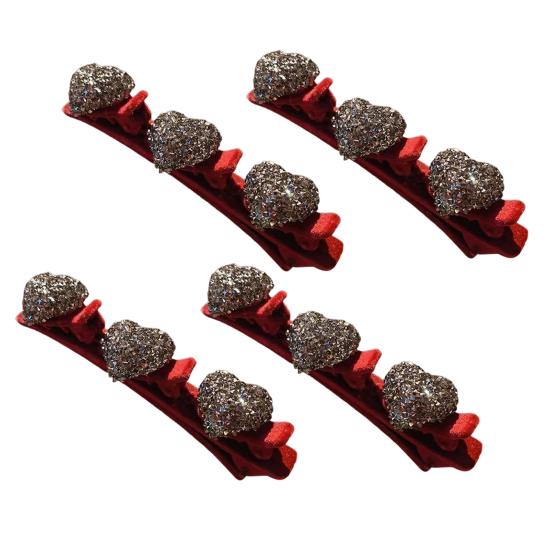 

4 шт. плетеные заколки для волос со стразами, сверкающие искусственные кристаллы, плетеные заколки для волос в форме сердца, двухслойные шпильки для челки