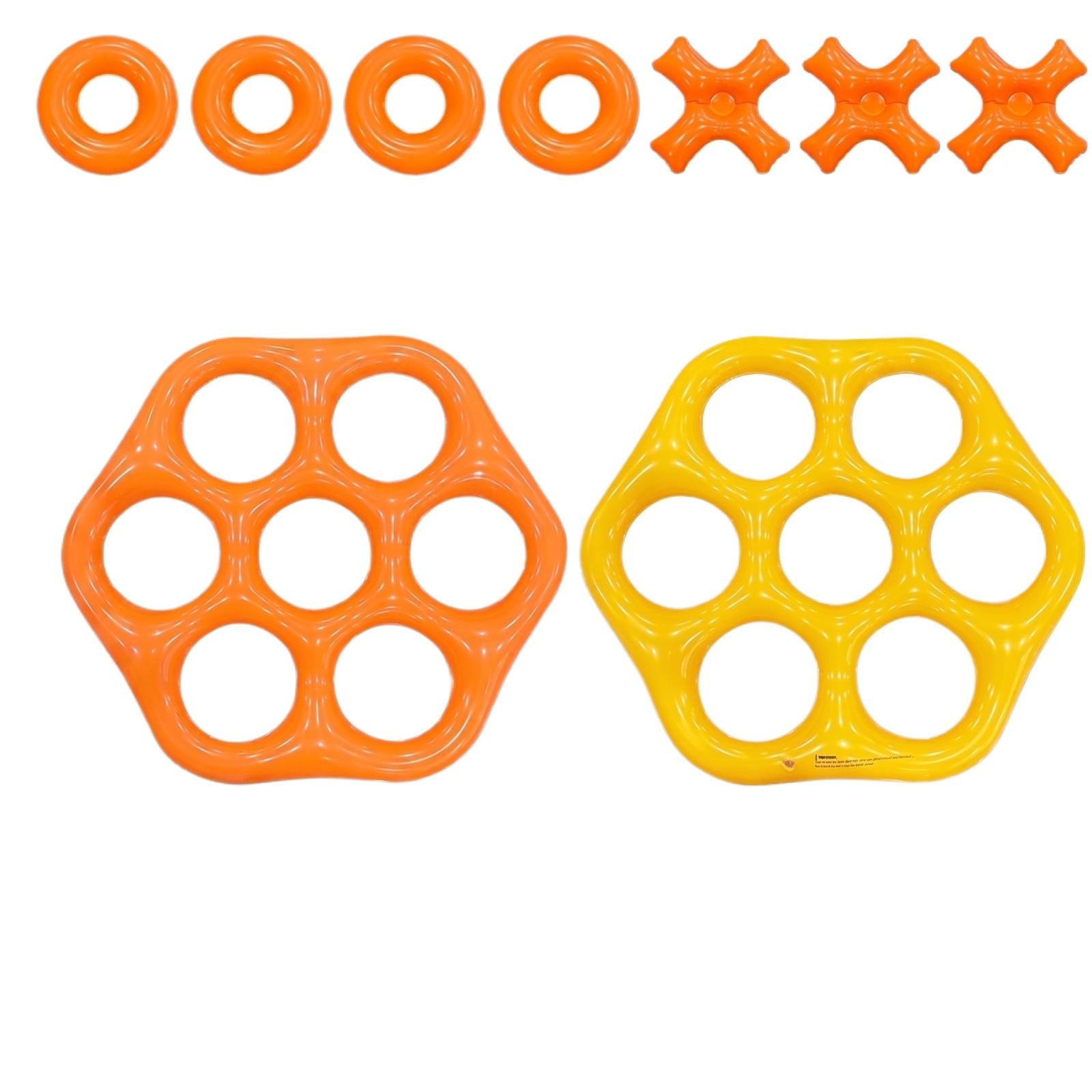 

Inflatable Hexagon Water Toy Set with Multiple Ring Floats and Cross Floats for Pool and Beach Use Durable PVC Material One Size