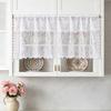 Cortina Media de Encaje, Cortina Transparente Floral Campestre Transpirable, Cortinas Estilo Nórdico Bloqueo de Polvo y Flujo de Aire, para Ventanas Medias de Cocina