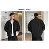 Men Loose Stand Collar Cleanfit Deconstructed Short Bomber Jacket Casual Workwear Outerwear