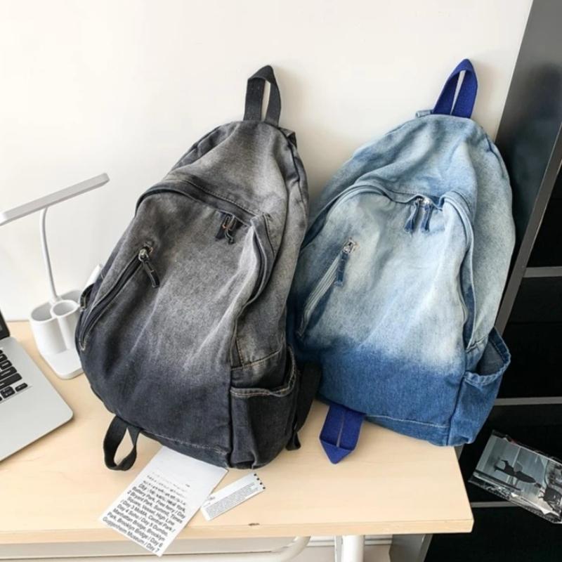 Pánské a dámské batohy, Studentské školní tašky, Velkokapacitní tašky z praného denimu
