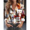Women's Multicolor Geometric Splicing 3D Print Long Sleeve Shirt, Women's Vacation Shirt