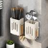 2pcs Wall-Mount Utensil Holder,Design for Chopsticks/Tools,Stackable Organizer with Hooks & Drain Tray, for Kitchen/Dorm Use