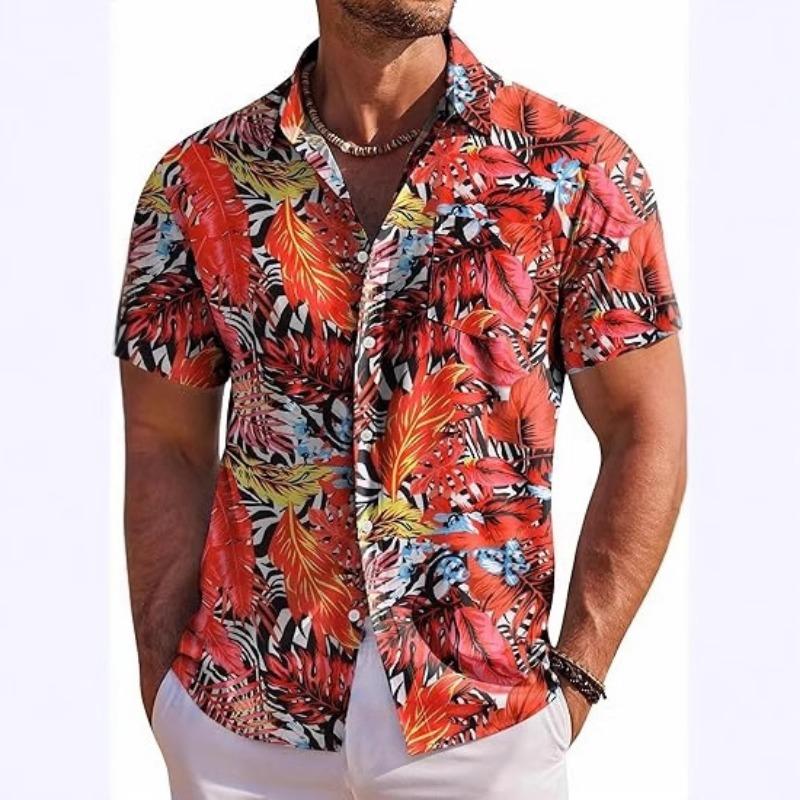 Neues Sommer Herren Atmungsaktives Bequemes Vielseitiges Lässiges Kurzarm Blumenhemd