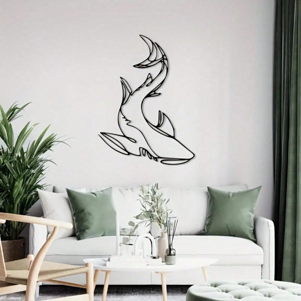 Shark Metal Art Bohemian Ocean Nautical Decor Laser Cut Coastal Wall Sculpture Modern Home Gift