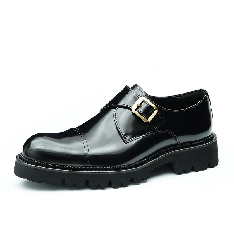 Thick-soled Heightening Leather Shoes Men's Business Dress Cowhide Inner Leather Buckle Light Feet