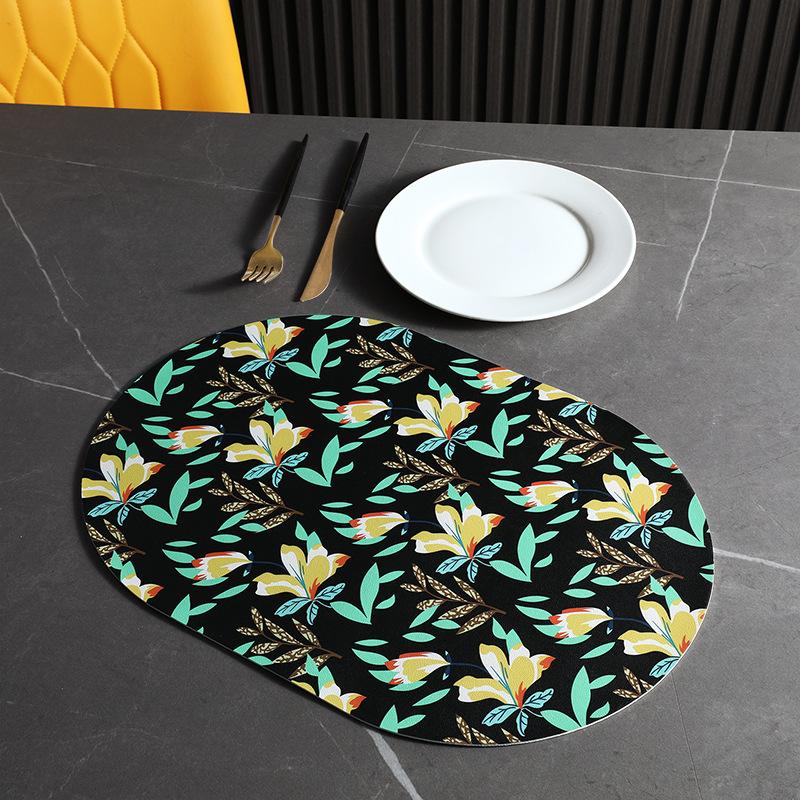 Table Mat PU Leather Placemat Nordic Style Print Waterproof Oil Proof Non Slip for Home Kitchen Wedding Dining Settings
