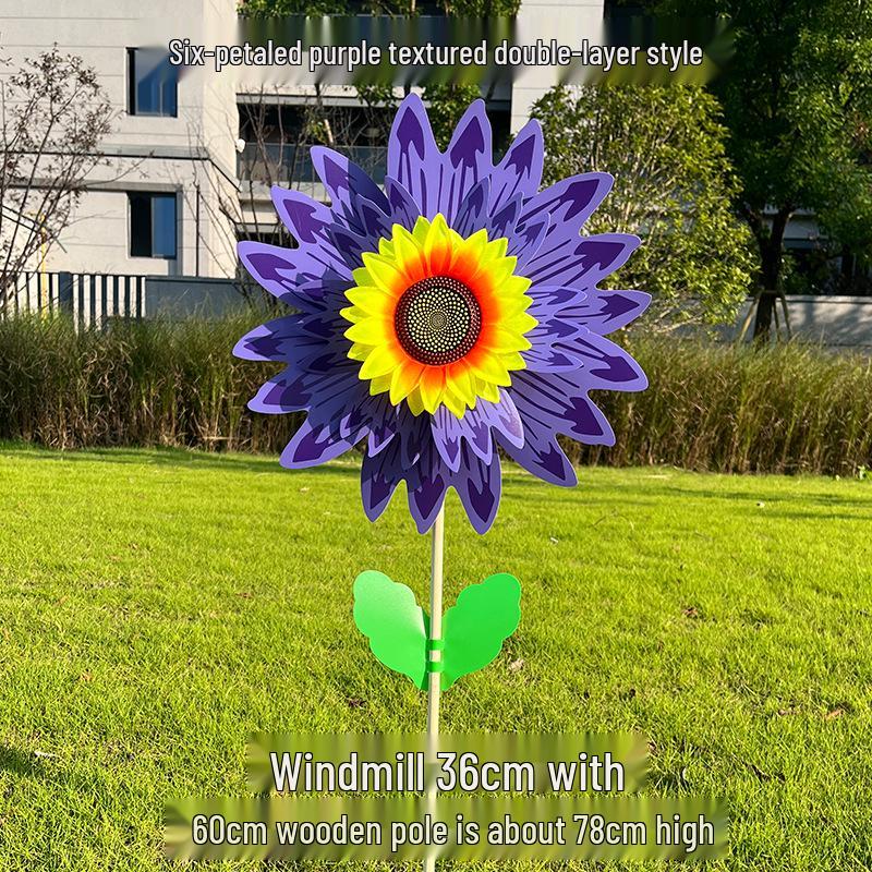 Colorful Sunflower Double-Layer Children's Handheld Pinwheel for Outdoor Decoration
