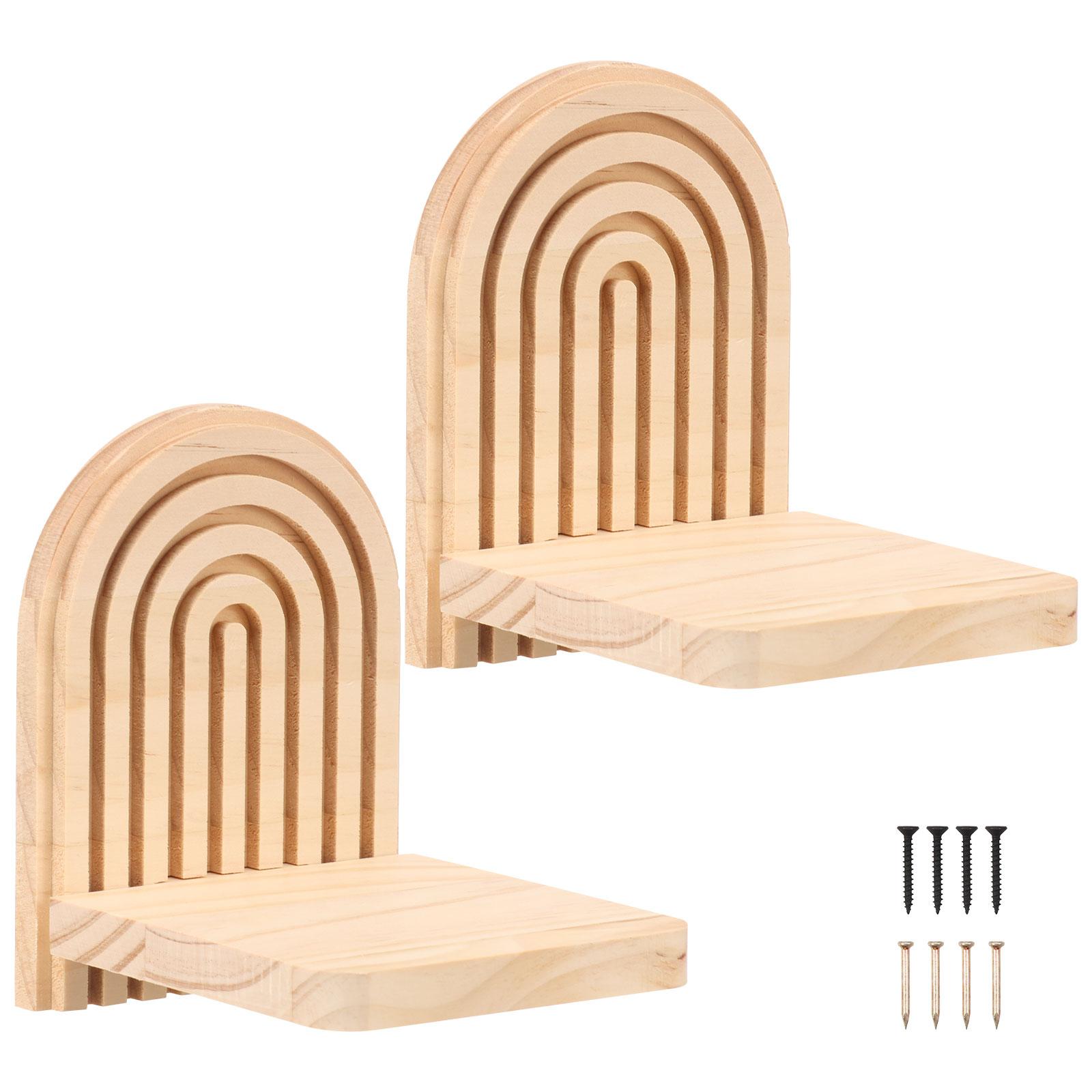 

2Pcs Wooden Arch Wall Shelves Boho Rustic Home Decor Floating Wall Mounted Shelf Plants Holder Vase Display Stand Storage