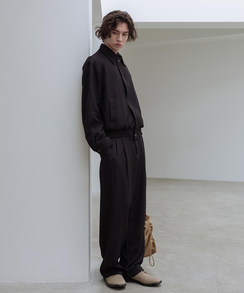 Dekkoloso Back Half Banding Double Pleated Wide Pants [Black]