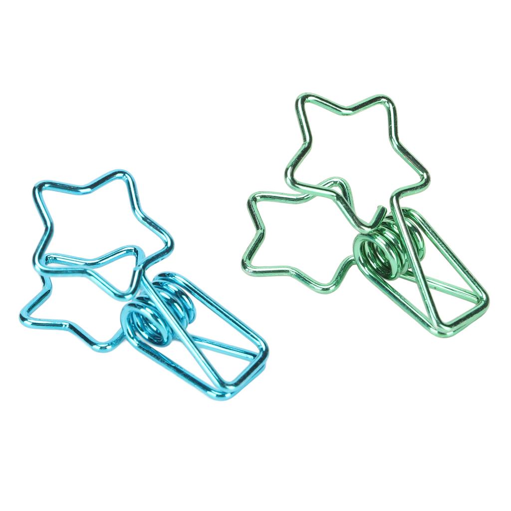 100pcs Star  Clips Strong Clamping Force Cute Cartoon Sturdy Metal Paper Clamps for Account Bl
