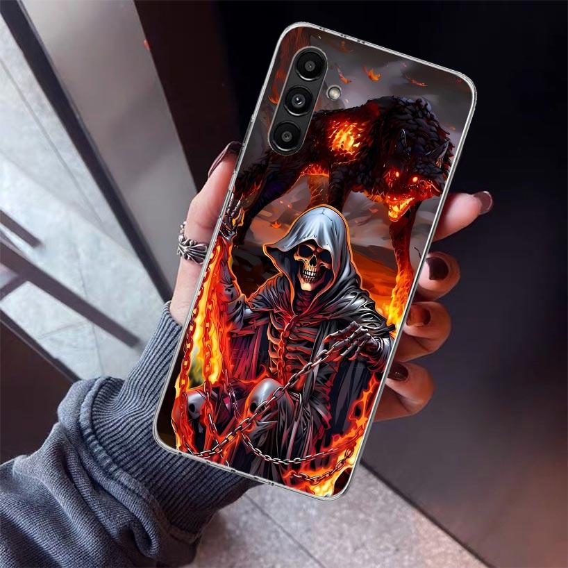 Death Grim Reaper Skull Scythe Phone Case For Samsung Galaxy A17 A16 A15 A14 A13 A57 A56 A55 A54 A53 A37 A36 A35 A34 A33 A26 A25