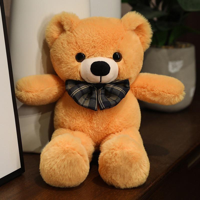 Niedlicher Plüsch-Teddybär mit Fliege, Teddybär-Puppe, Plüsch-Teddybär, Kuschelbär-Puppe, Beruhigende Muppet-Puppe für Kinder