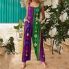 Womens Casual Overalls Jumpsuits Adjustable Straps Sleeveless Carnival Print Comfy Rompers With Pocket