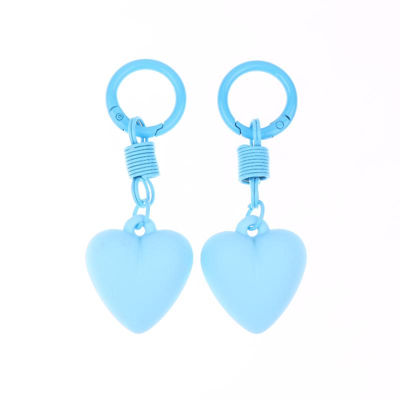 2Pcs Cute Candy Color Heart Keychain Korean Simple Love Keyring Bag Pendant Hanging Decoration Car Key Holder Couple Gifts