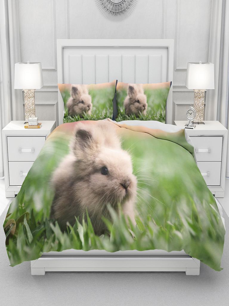Rabbit Cute Duvet Cover Home Pillowcase Set Adult Bedroom Children Comforter Bedding