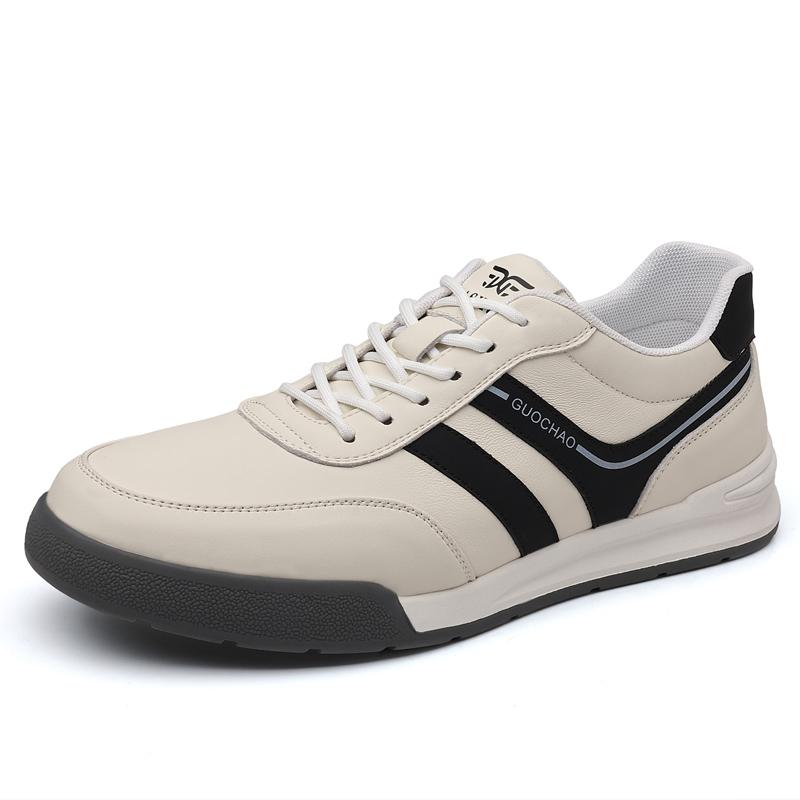 

Fashion New Spring Men s Casual Leather Shoes Fashion All-Matching Sports Sneakers Man Treking Footwear Leisure Tenis Masculino Trainers 38 бежевый