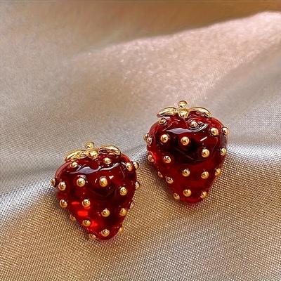 Orecchini a lobo a forma di fragola, stile alla moda, gioielli, regalo per feste