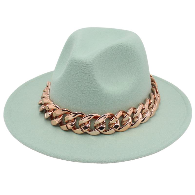 Большая золотая акриловая цепь, Цилиндр, Крутая и блестящая джазовая шляпа, Эксперт-блогер, Звездная фетровая шляпа. M（56-58cm）