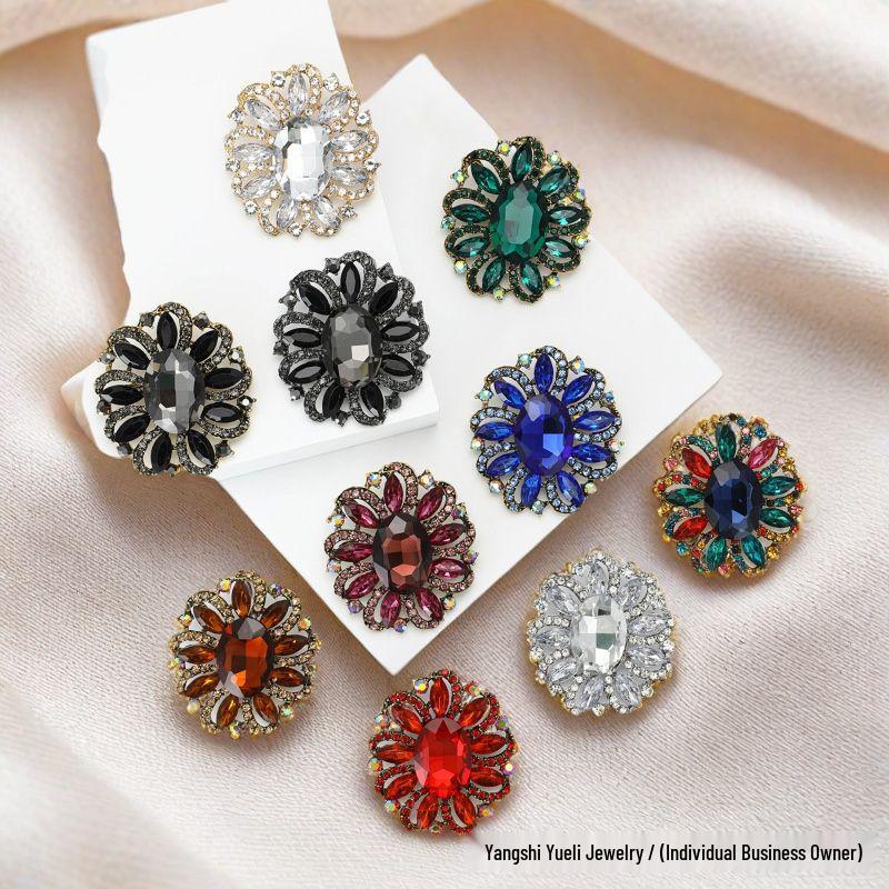 Spilla Brooch in Lega e Vetro Retrò - Gioiello Elegante per Sciarpa e Cappotto da Donna