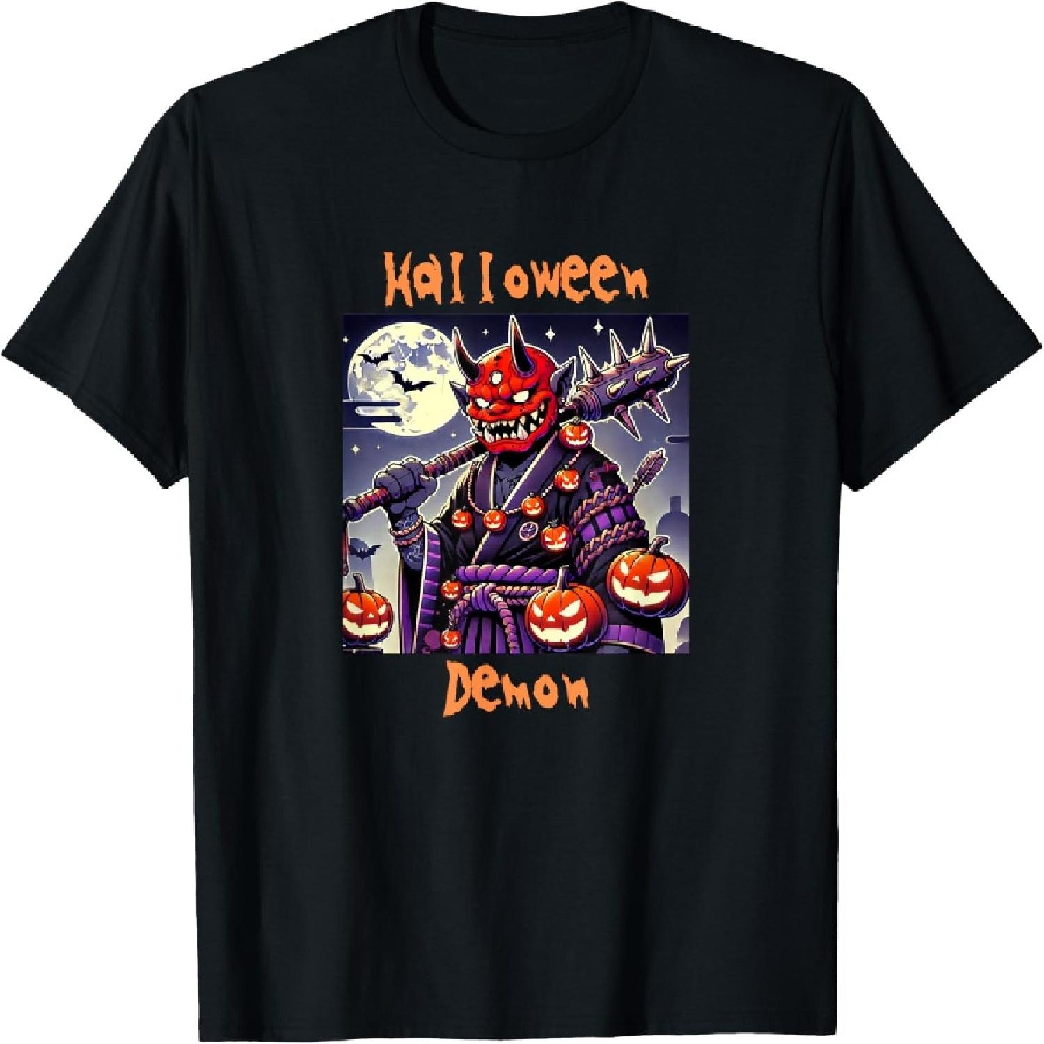Halloween demon Japanese Oni art face devil T-Shirt S