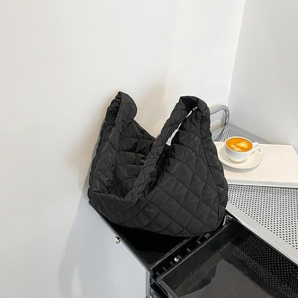 Pleated Bubble Shoulder Bag Solid Color Puffer Padded Crossbody Bag Cloud Pattern Tote Bag  Lady