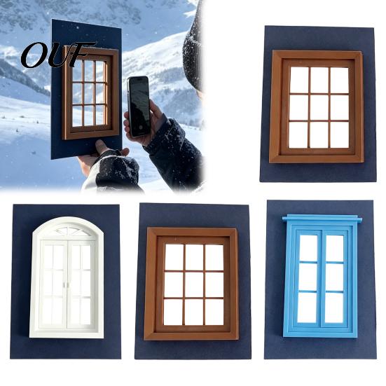 Realistic Window Views View Photography Prop, Paned Helper, Foldable Background Paper Frame Prop for Outdoor Pictures Travel Vacation Product Setup
