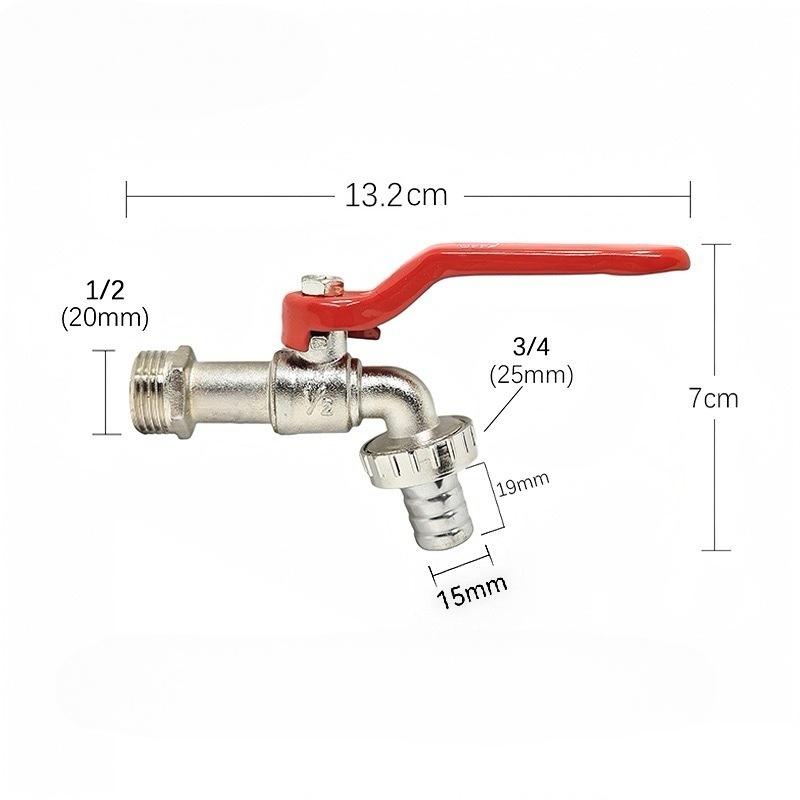 

1Pcs Garden Watering Garden Irrigation Accessory 1/2x3/4 Lever Water Tap Zinc Alloy With Red Handle Faucet Adapter Hose Plug